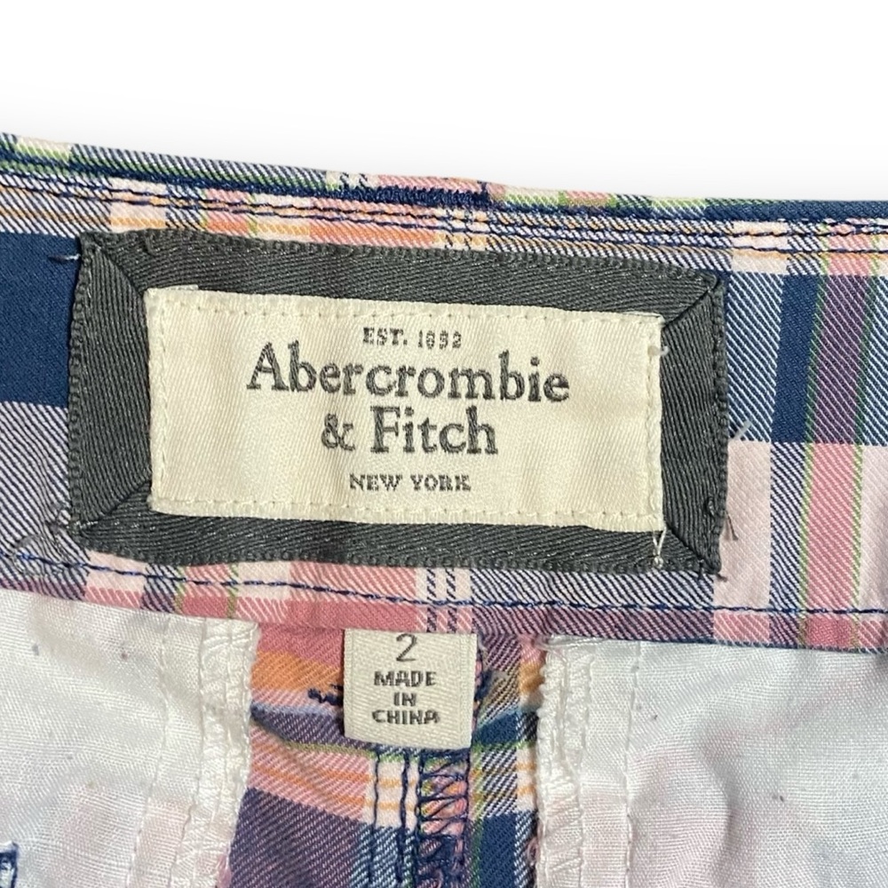 y2k Abercrombie & Fitch Pink Plaid Multicolor Low Rise Mini Booty Shorts Size 2 - Picture 3 of 5